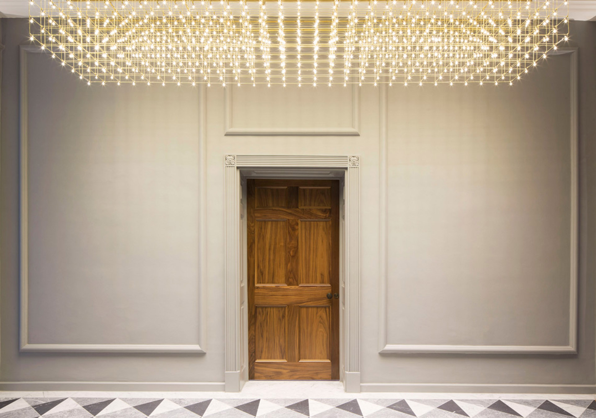 Photo of grosvenor square grade II listed building office with period features and contemporary LED lighting design