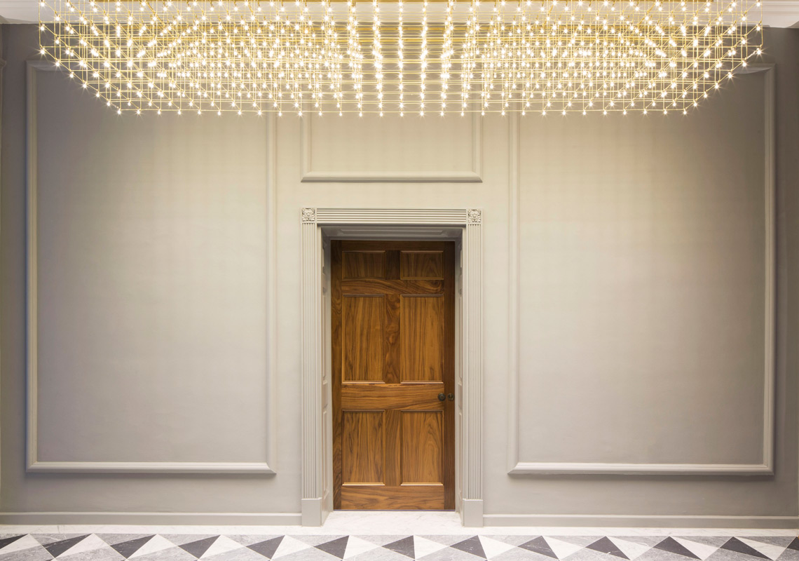 grosvenor-square-lobby-lighting Photo of grosvenor square grade II listed building office with period features and contemporary LED lighting design
